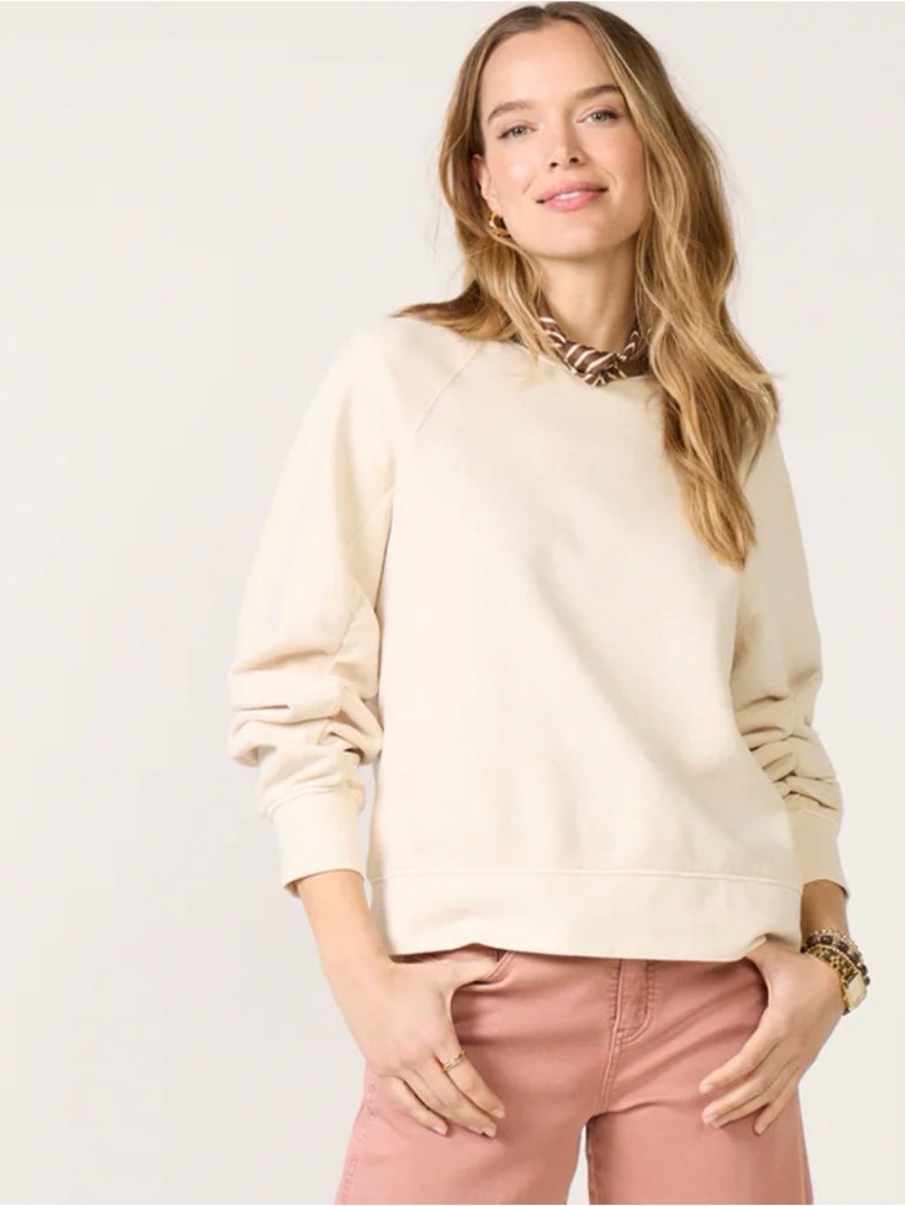 Shirred Sleeve Sweatshirt